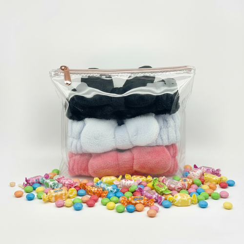 Headbands in Wash Bag with Candy